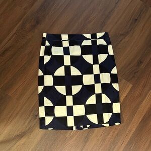 J. Crew Black and Cream Pencil Skirt